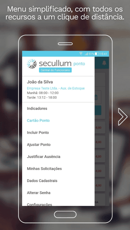 Secullum Ponto RH Ultimate — aplicativo Central do Funcionário — imagem 1